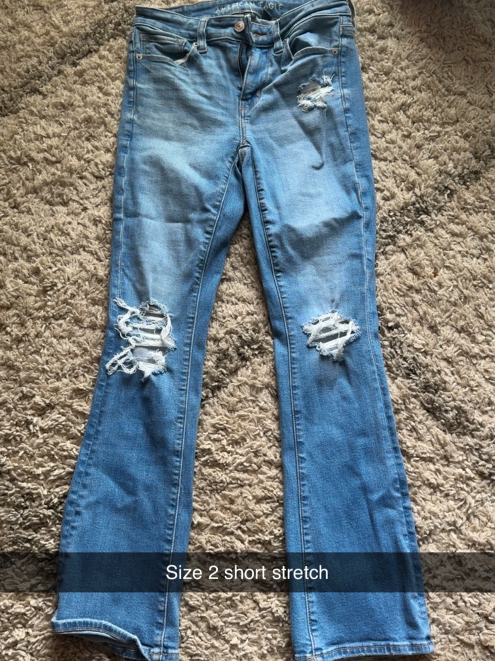 American Eagle Outfitters Light Blue Distressed Flare Jeans